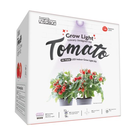 Miracle Led 2-Socket Tomato Grow Light Kit- Red/Blue Spec.12W Replace 150W Grow Bulbs, White Shades, Timer, 2PK 802060